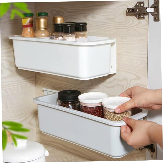 Self-adhesive Wall Mount Storage Container Expandable Hanging Organizer for Kitchen Bathroom Closet