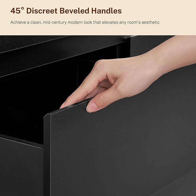 TEENFON 51.6" Tall Dresser for Bedroom with 7 Drawers, Black Dresser with Metal Slide, Bedroom Dressers, Wood Dressers & Chests of Drawers for Bedroom, Hallway, Black