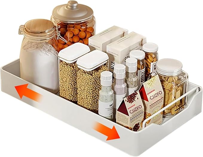 Pull Out Drawers for Cabinets Expandable Drawer Pull Out Drawer Kitchen for Gluing Kitchen Organizer Organizer No Drilling and Nailing Required Cabinet Organizer