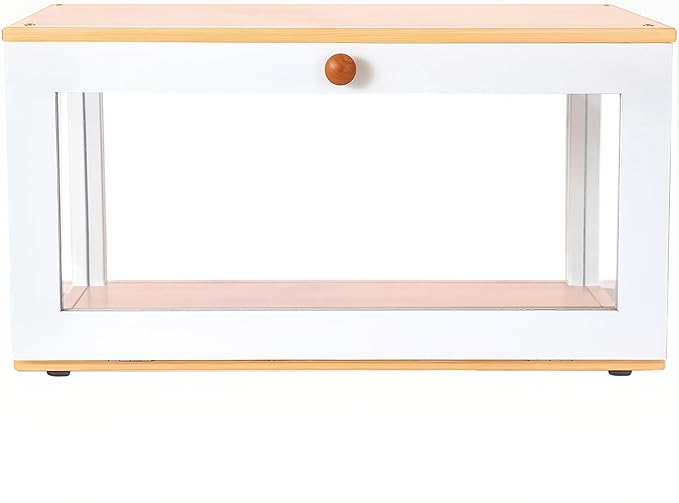 ETMI Bamboo Bread Box for Kitchen Countertop - Large White Bread Box Pastry Display case kitchen Storage