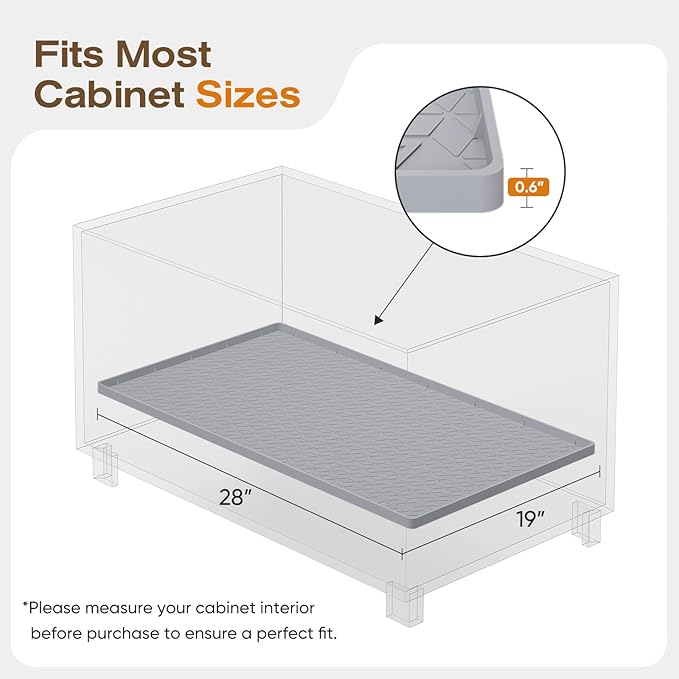 TRZZ Silicone Waterproof Under Sink Mat 28" x 19", Drip Tray and Cabinet Liner for Kitchen and Bathroom, Prevents Water Damage and Organizes Cabinets (Beige)