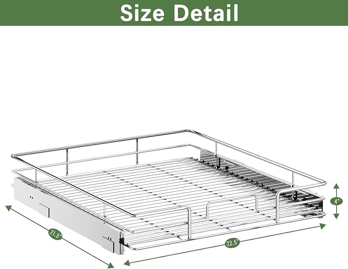 LOVMOR Pull Out Cabinet Organizer 22½" W x 21½" D, Kitchen Cabinet Pull Out Shelves Slide Out Storage