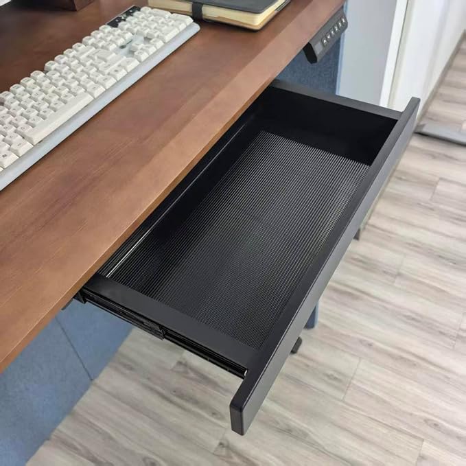 Under Desk Mounted Sliding Drawer to Pull Out, Attachable Desk Pencil Drawer with Ball-Bearing Slides, Metal and Plastic Storage Drawer (Black)