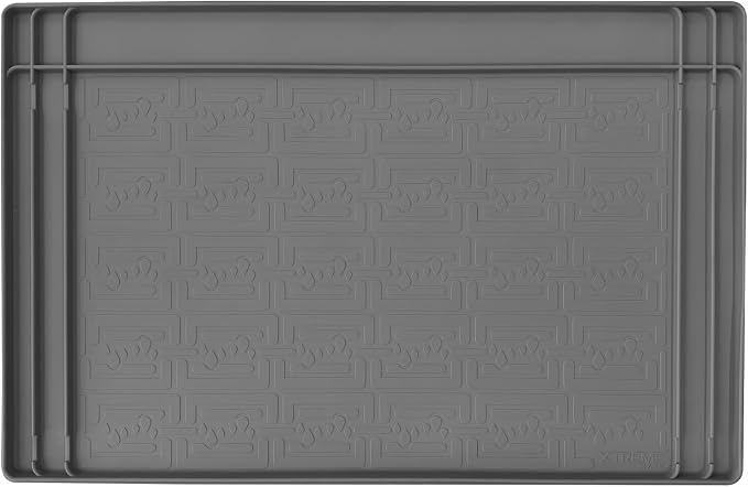 XTREME MATS Trimmable Rubber Under Sink Cabinet Mat – Ultimate Waterproof Protection for Kitchen or Bathroom Cabinets with Patented Overflow Channels (Grey)