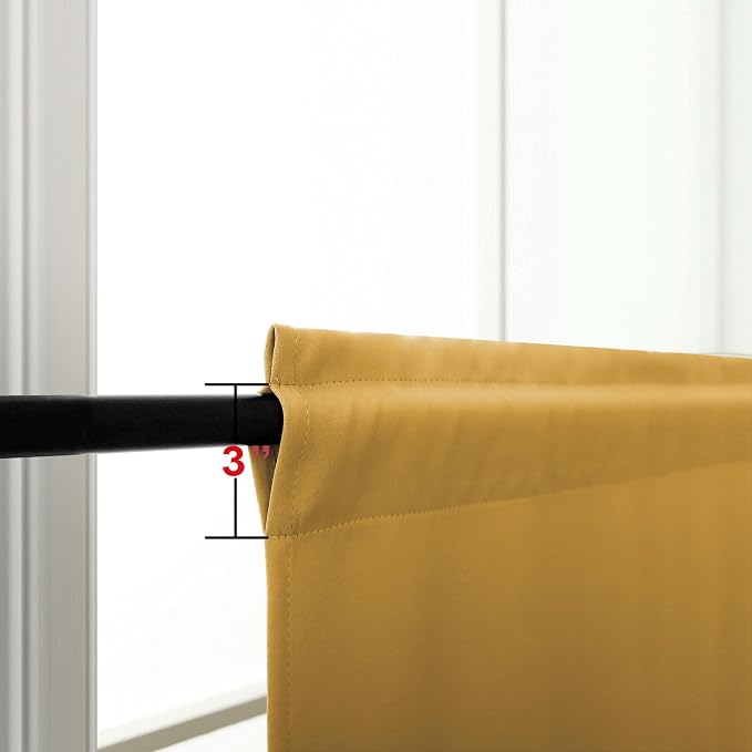 KOUFALL Sun Light Gold Kitchen Curtains 30 Inch Length Set of 2 Pack Rod Pocket Short Curtains for Small Bathroom