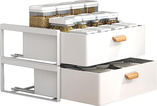 Pull Out Drawers for Cabinets Expandable Drawer Slide Out Cabinet Organizer Kitchen Extendable Drawers Storage Shelves for Kitchen Cabinets Extendable Pull Out Drawer, 50*41*34.4cm, White