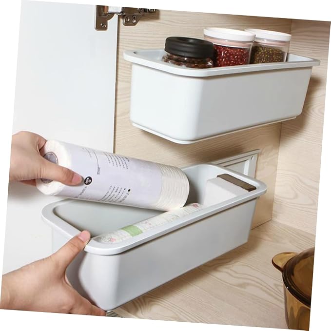 Self-adhesive Wall Mount Storage Container Expandable Hanging Organizer for Kitchen Bathroom Closet