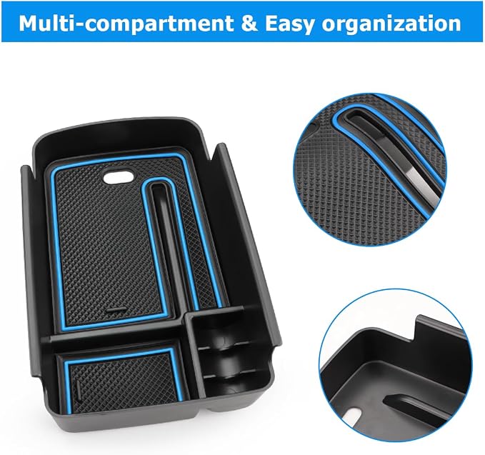 MARCHFA Center Console Organizer Tray Compatible for 2024 2025 2026 Buick Envista Accessories Armrest Storage Box Tray Organizer Middle Console Insert Holder (Blue)