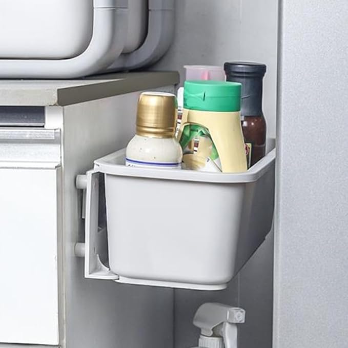 Shelf Pull out Drawer Storage Organizer for Kitchen Cabinets Gray Wall-mounted No-drill Storage Box Sliding Drawer Space-saving Kitchen Pantry and Sink