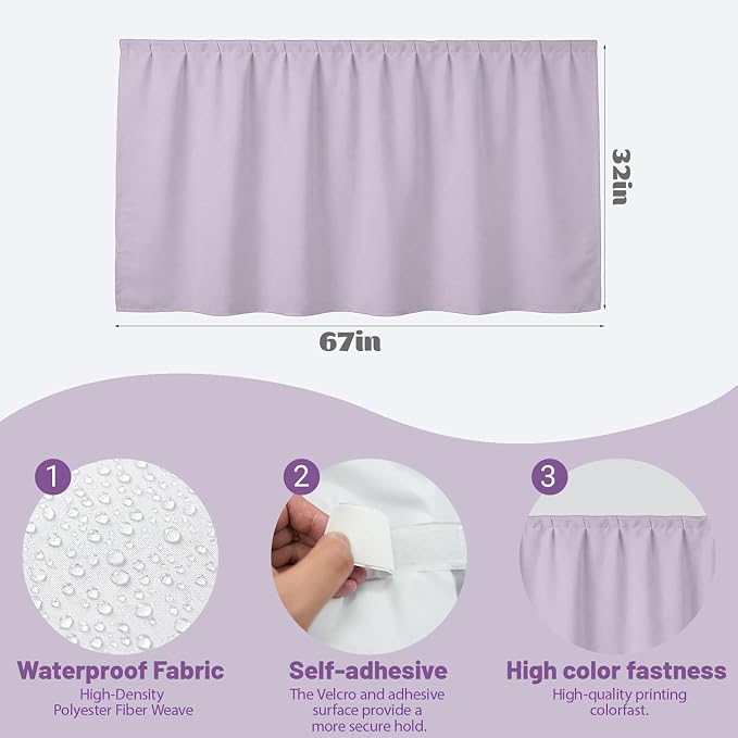 Sink Skirt Bathroom, Self Stick Adhesive Waterproof Fabric, Under Sink Curtain Skirt, Pedestal Sink Accessories Decor, Bathroom Storage Decor(Purple)