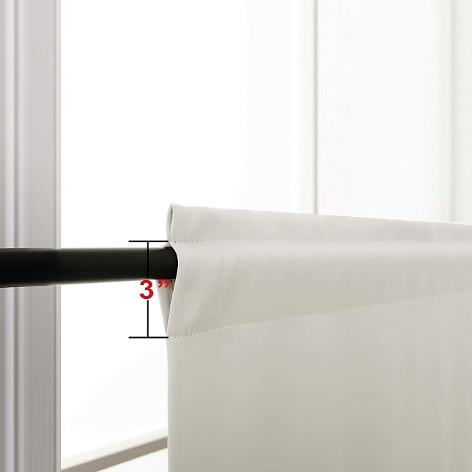 KOUFALL Kitchen Curtains Cafe Curtain Tiers Short Blackout Small Curtains for Bathroom Window Wide 34 X 30 Length Cream White Beige
