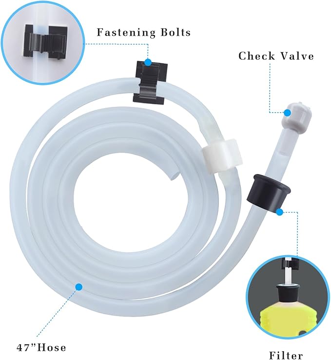 Sink Soap Dispenser Extension Tube kit with Upgraded Check Valve, 47”Silicone Tube, Prevent Backflow, Fit Most Soap Dispenser, No Need to Fill The Little Bottle Again （1 Pack）