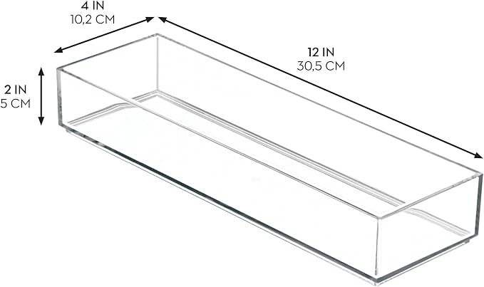 iDesign Plastic Makeup Drawer Organizer Tray - Vanity Organizer or Desk Drawer Organizer - Set of 6 - Clear