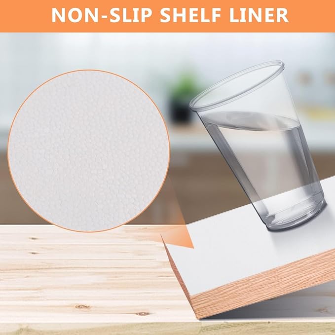WochiTV Shelf Liner for Cabinets, Drawer Non Adhesive Non Slip Foam Mat for Kitchen, Pantry, Bathroom, Cupboard, Garage, Closet, Shelves, Drawer, Tool Box, White 11.8 x 236 inches