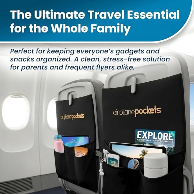 Airplane Pockets - Airplane Accessories - Plane Travel Essentials - Travel Organizer - Seat Storage Organizer - Air Travel Essentials - Seatback Organizer - International Travel Accessories Must Haves