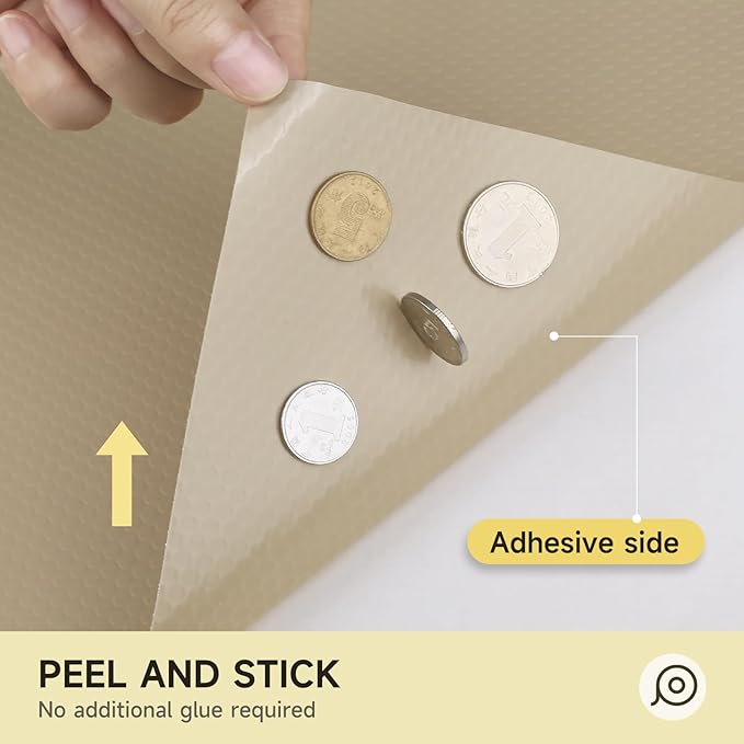 WochiTV Adhesive Shelf Liner 30 X 120 Inches Peel and Stick Kitchen Liner for Cabinets, Drawers Removable Protector Mat Waterproof Contact Covering for Dresser Pantry Countertops Shelves, Khaki