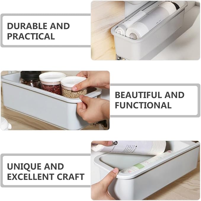 BESPORTBLE Pull-out Adhesive Wall Storage Organizer Bin Gray, No-drill Self-adhesive Cabinet Container for Kitchen and Bathroom Storage Rack Holder