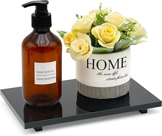Acrylic Soap Pedestal Stand Sink Tray Riser for Kitchen Bathroom, Black