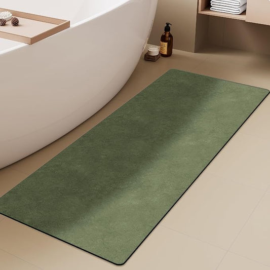 TYUU Bathroom Mat Quick Dry, Bathroom Rugs Non Slip Washable Thin Absorbent Bath Mat Fits Under Door Bathroom Floor Mat Perfect for Bath, Shower, or Sink 24"x60" Sage Green