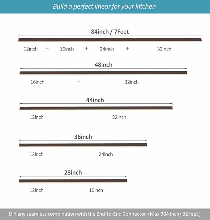 Leetdud Under Cabinet Lighting Plug in, 32 Inch 1 Pc, Linkable AC120V 3CCT 3000K/4000K/5000K Ultra Slim, LED Under Cabinet Lights for Counter Light, Kitchen, Shelf, Sink, Workshop, Desk, Bronze