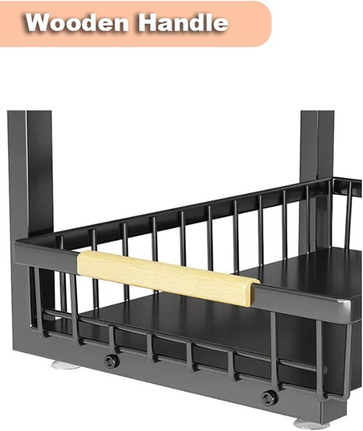Shelf Pull Out Cabinet Organizer Kitchen Cupboards Storage Solutions No Drill Adjustable Baskets for Bathroom(Milk)