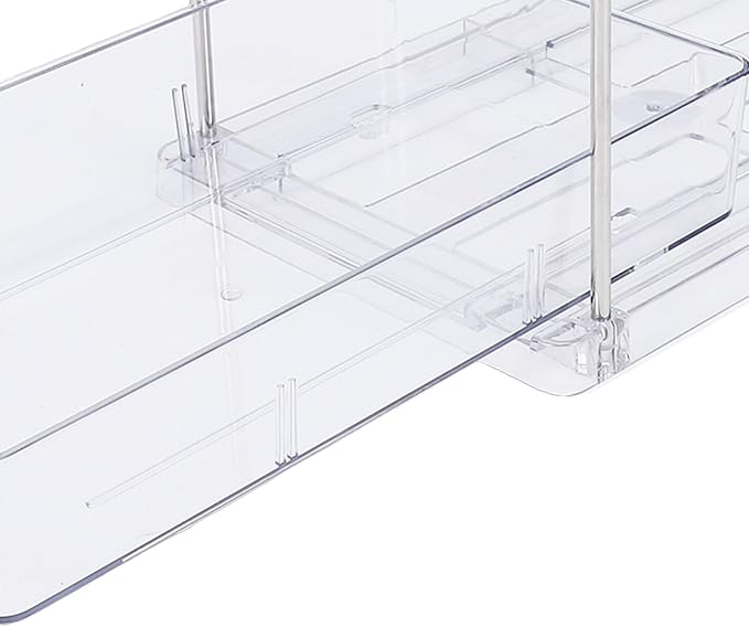 FILFEEL 2 Tier Vertical Pull Out Cabinet – Clear PET Slide Out Seasoning Rack for Kitchen Cabinets, Bathroom Vanity & Under Counter Storage – No Drill Installation, Full Extension Tracks