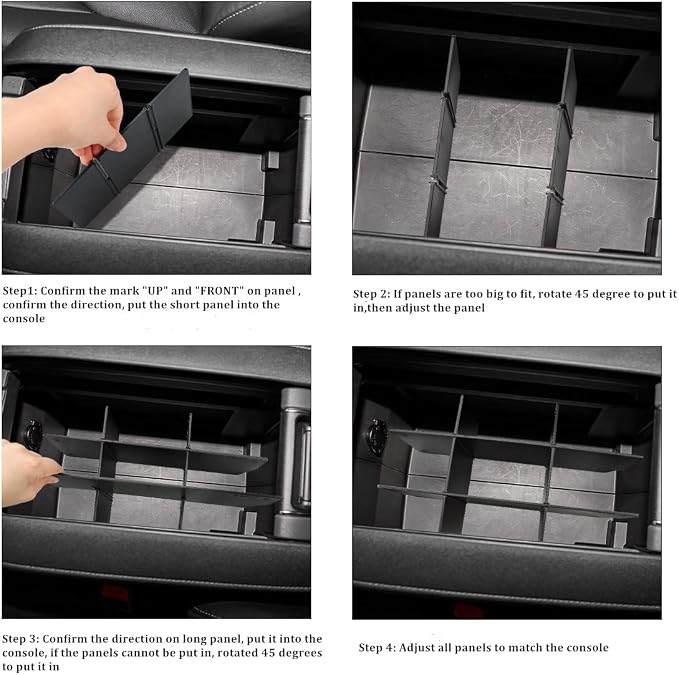 MARCHFA Center Console Divider Organizer Compatible for 2020 2021 2022 2023 2024 2025 Toyota Highlander Accessories Armrest Box Divider Organizer