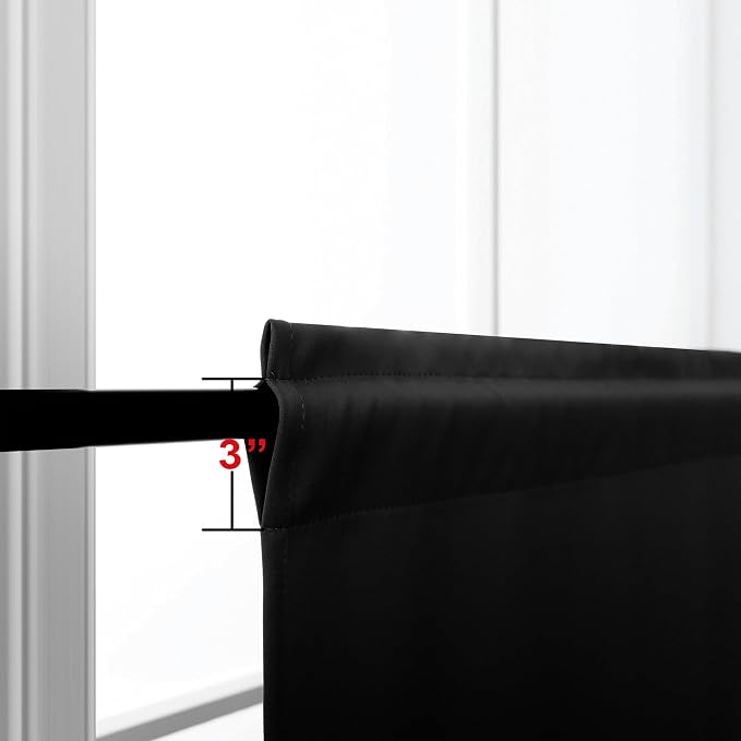 KOUFALL 52“W Small Window Curtains for More Fullness & Extra Wide Short Windows, Cafe Blackout Half Curtains for Kitchen Garage Window, 24 Inch Length