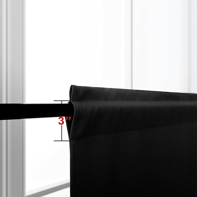 KOUFALL Short Curtains for Small Window,Blackout 36 in Long Black Out Halloween Cafe Curtains for Kitchen 18x36 inch Length