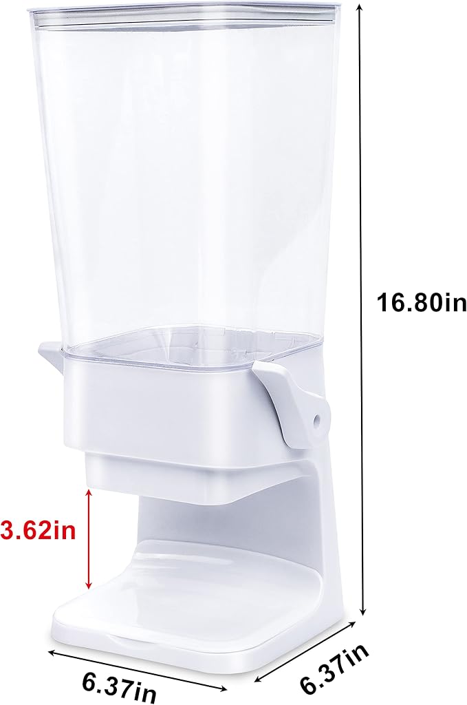 Cereal Dispenser Countertop, Cereal Containers Storage, 5L Organization and Storage Containers for Kitchen, Snack Dispenser for Rice, Grains, Nuts, Dry Food, Oatmeal, Pet food, White, 3Pc