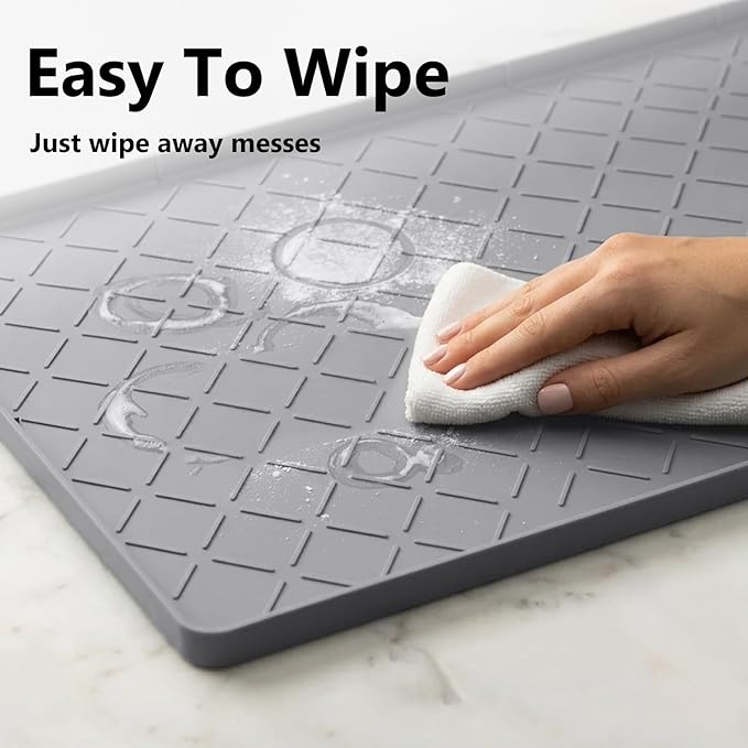 Mateeylife Under Sink Mats for Kitchen Waterproof 22"X19", Undersink Protectors，Silicone Mat Cabinet Liner, Under Sink Organizer for Bathroom and Kitchen，Boot Tray Pet Food Mat, Dark Grey