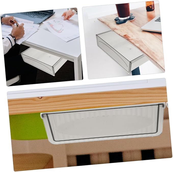 Uonlytech Desk Drawer Organizer Adhesive Storage Box for Stationery Tools More Practical Desk Attachment for Easy Access and Space Saving No Tools Required
