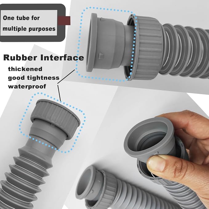 2-Pack Flexible Sink Drain Pipes with P-Trap - With Compatibility for Both 1 1/4" and 1 1/2" Sink Openings, Fit For Kitchen and Bathroom Sink, The Silicone Nut Leak-Proof