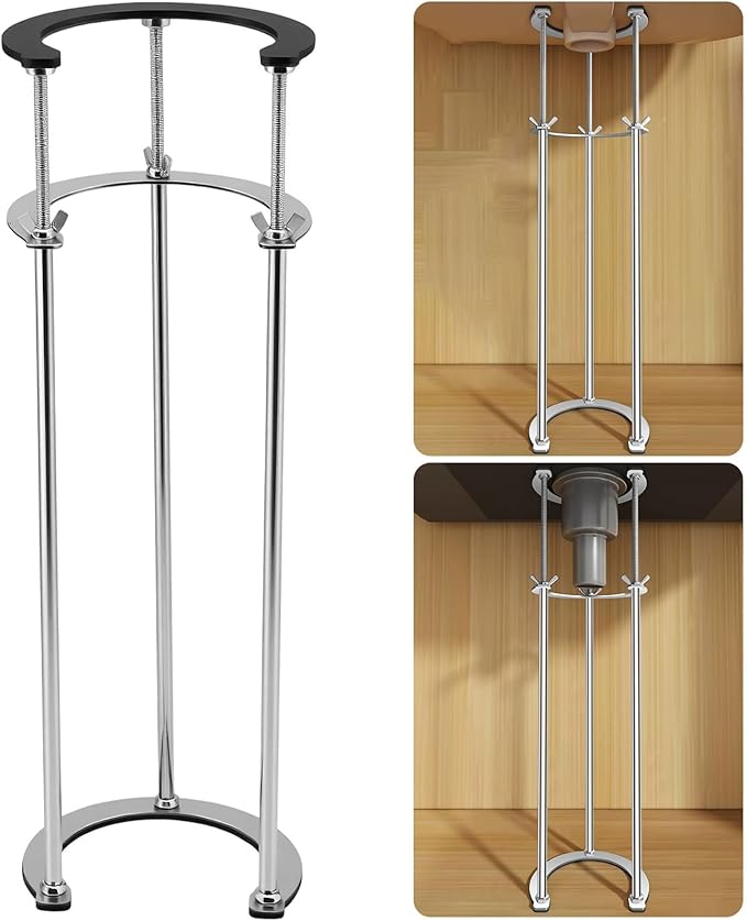 Undermount Sink Brackets,Stainless Sink Support,17.3"-28.3" Adjustable Under Sink Support Legs,Sink Install Repair System for Kitchen and Bathroom, 3 Rods