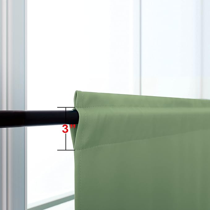 KOUFALL Kitchen Curtains 30 Inch Length,Not See Through Blackout Window Curtain Panels for Bathroom,Sage Green