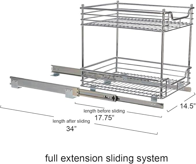 Household Essentials Chromed Steel 2-Tier Artisan Pull-Out Organizer