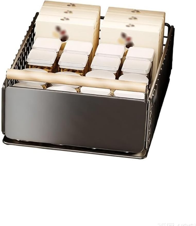 No-Drill Pull Out Drawers for Kitchen Cabinets - Adjustable Non-Slip Feet, Easy Installation, Space-Saving Storage Solution (Black, 23.5x39.5x11 cm)