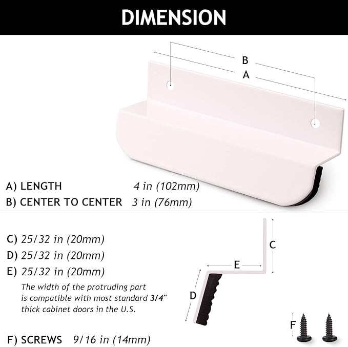 RVPEKUPE 1-Pack Under Cabinet Foot Pull with Adhesive and Screws, Hands Free Toe Foot Pull Opener for Kitchen Trash Cabinet Drawer, 4 Inch (White)