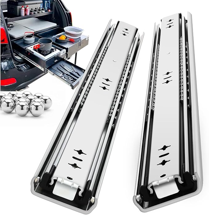 Heavy Duty Drawer Slides Full Extension Runners 12 14 16 18 20 22 24 26 28 30 32 34 36 38 40 Inch Side Mount Rails for Drawer Capacity 250 lb 1 Pair
