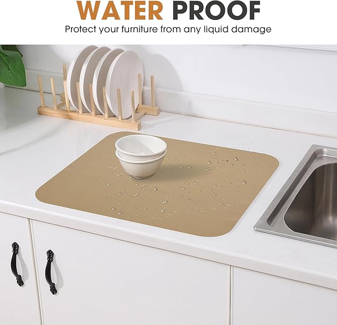 Drawer and Shelf Liner, Non-Slip Kitchen Cabinet Liners Non-Adhesive Thick Strong Grip Waterproof Washable Mats Protect Dresser Shelves Cupboard Bathroom Cabinets, Beige, 18 in X 10 FT