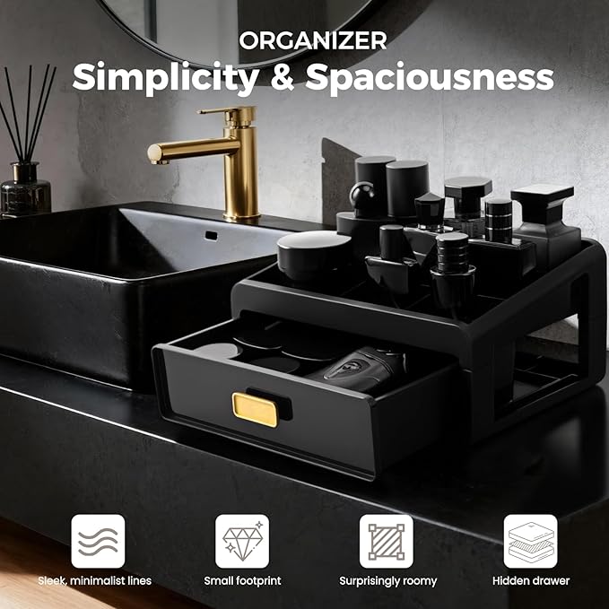 EHORIA Cologne Organizer for Men,Bathroom Organizers,Cologne Organizer,Dresser Organizers,Bathroom Sink Organizer,Counter Storage,Cologne Stand,Drawer Perfume Display Holder,Gifts for Mens(BLACK)