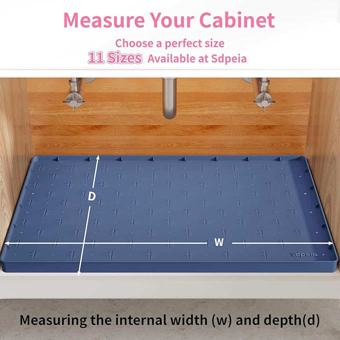 Sdpeia Under Sink Mat 31"×22" Waterproof Silicone Cabinet Liner & Sink Protector for Kitchen & Bathroom, Multi-Purpose Organizers Tray for Pets, Laundry, Cat Litter Mat
