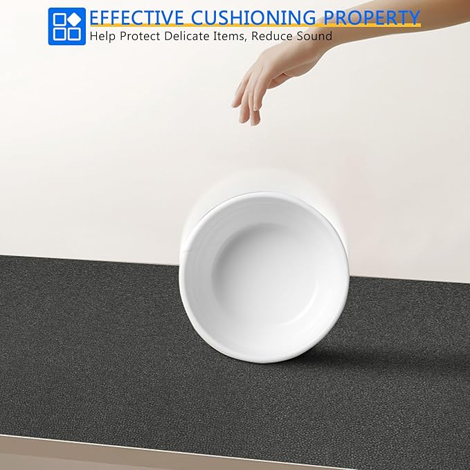 WochiTV Shelf Liner for Cabinets, Drawer Non Adhesive Non Slip Foam Mat for Kitchen, Pantry, Bathroom, Cupboard, Garage, Closet, Shelves, Drawer, Tool Box, Gray 17.5 x 118 inches