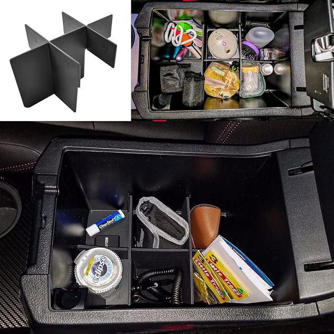 EDBETOS Center Console Organizer Insert Dividers Compatible with Toyota 4Runner 2010-2020 2021 2022 2023 5th Gen 4Runner Accessories Armrest Interlock Secondary Storage ABS Material