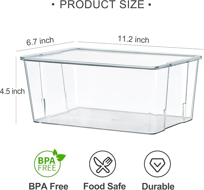 Hudgan 4 Pack Bread Box for Kitchen Countertop, Bread Storage Container with Lid for Bagel, Donut and Cookies, Clear Breadbox Keeper for Muffin