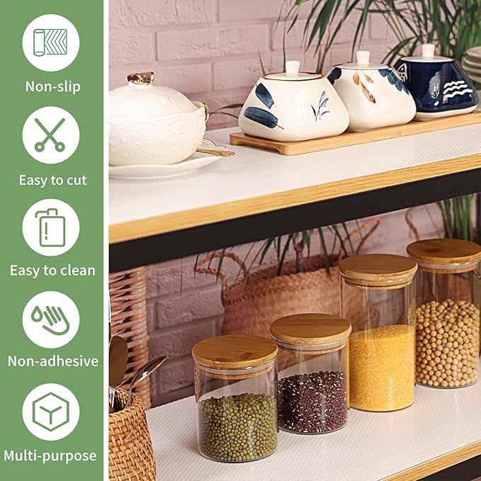 Shelf Liners 20 inch x 20 ft Shelf Liners for Kitchen cabinets nonstick Shelf Lining Drawer Mats EVA Protector for Cupboard (White,20 inch x 20 ft)