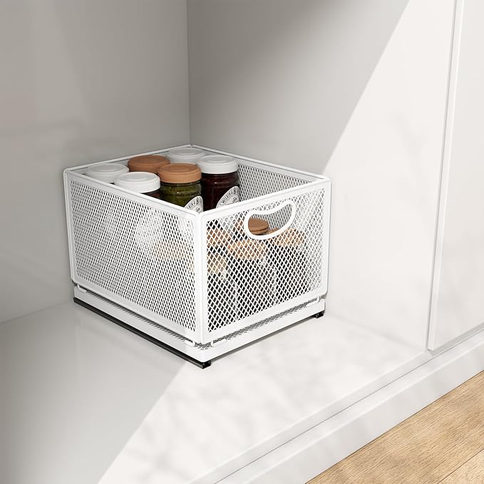 Pull out Cabinet Rack Organizers, No-Drill Slide Organizer Under Sink Organizer, Strong & Sturdy Expandable Cabinet Drawers, For Kitchen, Bathroom, Pantry(D,11.8*9.4*8.3inch/30*24*21.2cm)