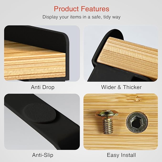 Goozii Cabinet Shelf Organizer Set of 4, Kitchen Counter Shelf Riser for Plates Dishes Cups Mugs Spices, Pantry Cupboard Cabinet Organizers and Storage Shelves Rack Insert for Countertop (Bamboo Wood)