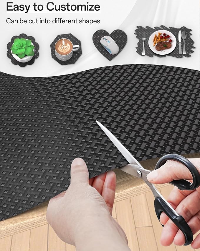 Shelf and Drawer Liner for Kitchen Cabinet, Non-Adhesive 12in x 240in Waterproof Contact Paper Refrigerator Liners Thickened Durable EVA Material Non Slip Mat for Dresser Cupboard Pantry Protector