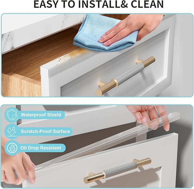 2 Pack Cabinet Protectors for Kitchen Cabinets, 18" Length Clear Cabinet Door Protector Edge Guard 3/4" Thick for Kitchen Drawer Fronts, Slip-On Plastic Edge Guard to Protect Sink & Trash Drawer